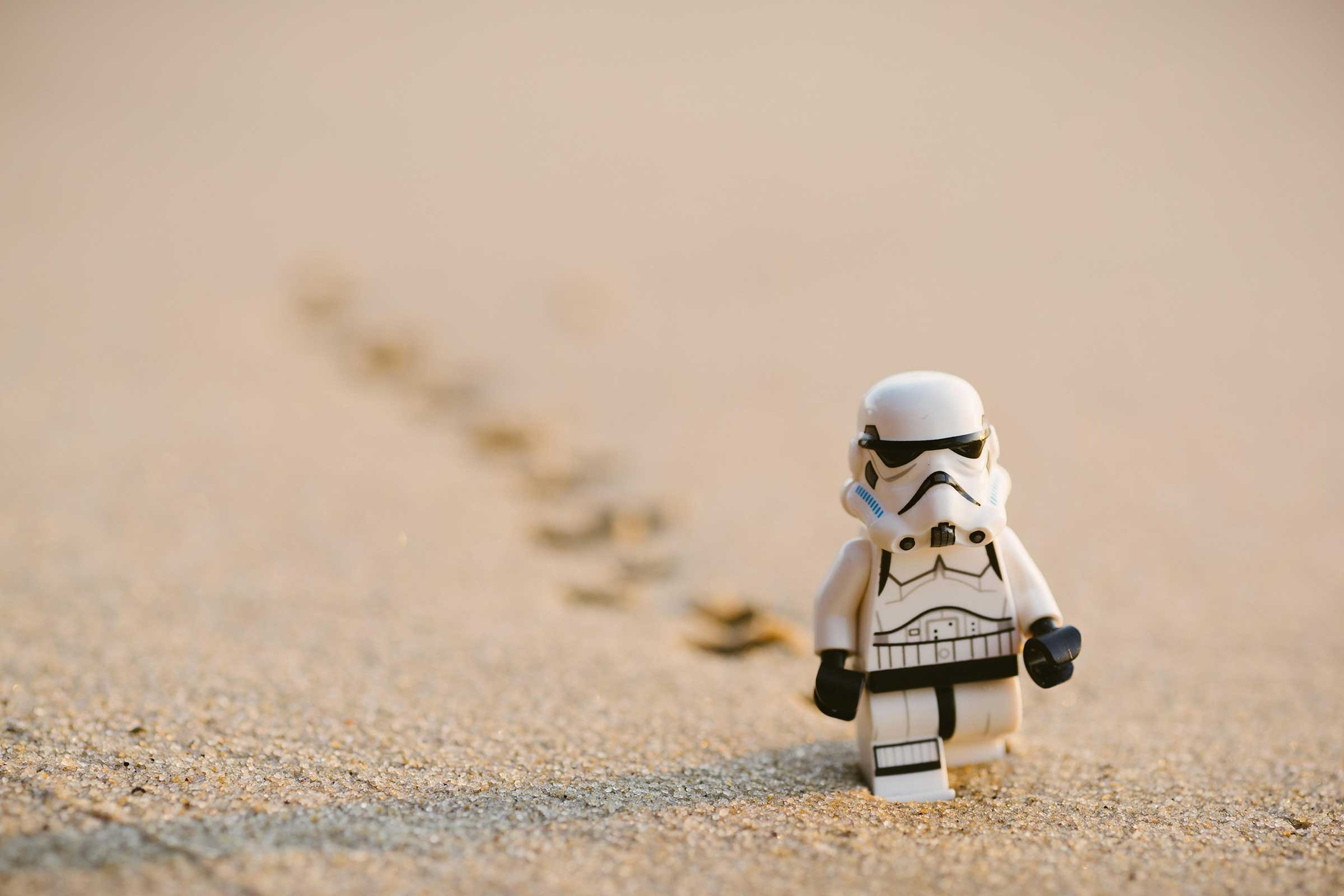 lego stormtrooper in the desert