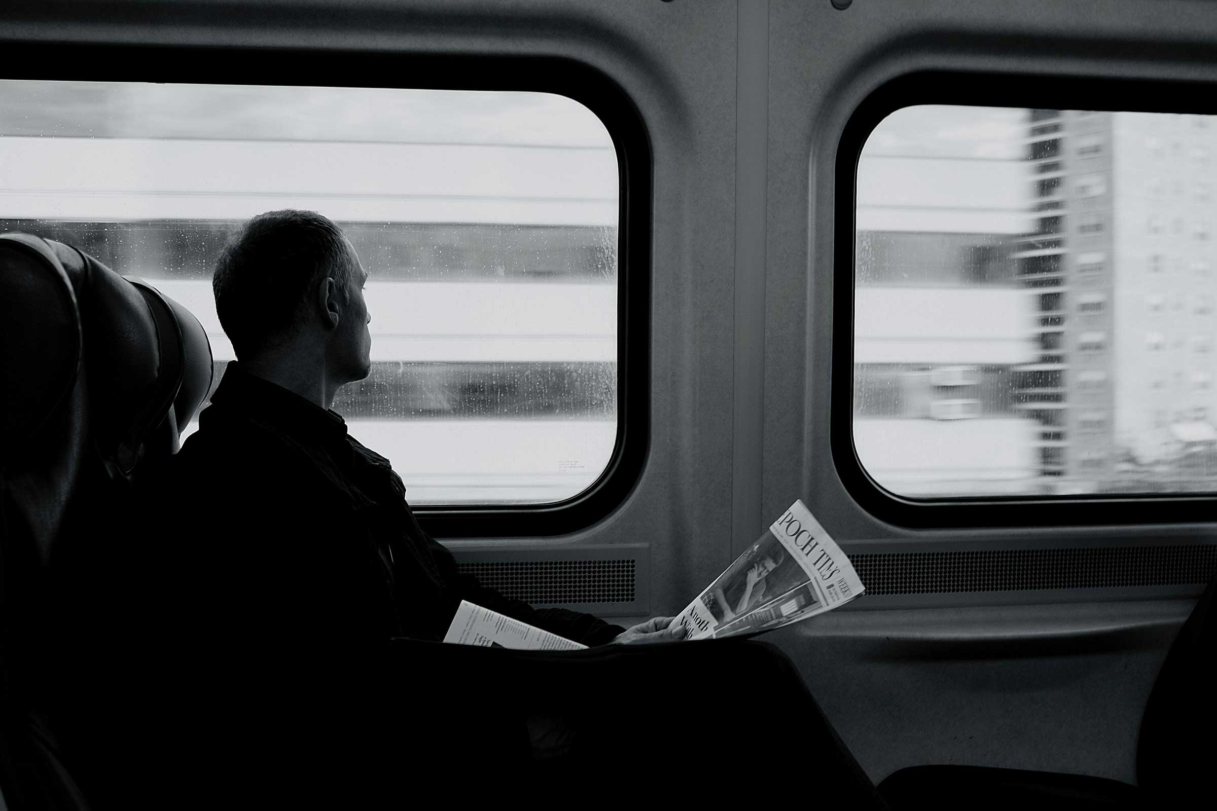 man on a train